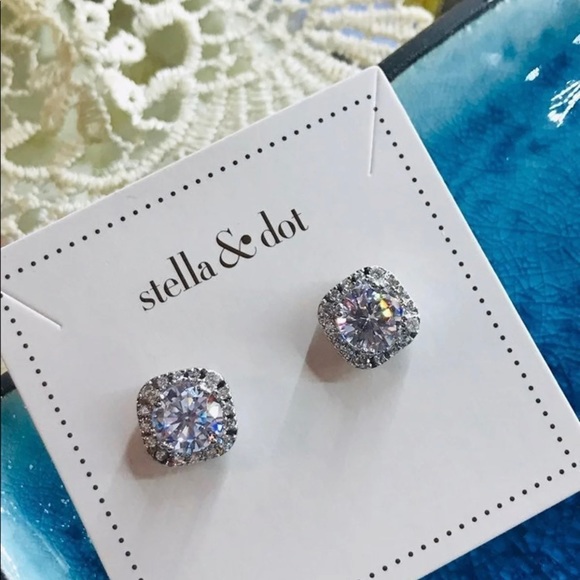 Stella & Dot cushion cut halo studs - Picture 5 of 9